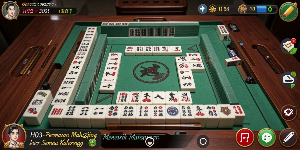 Tampilan gameplay H03 yang menampilkan kartu Mahjong penuh warna.