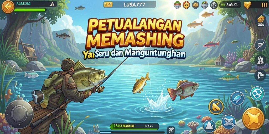 Screenshot gameplay LUSA777 dengan aksi memancing yang seru.