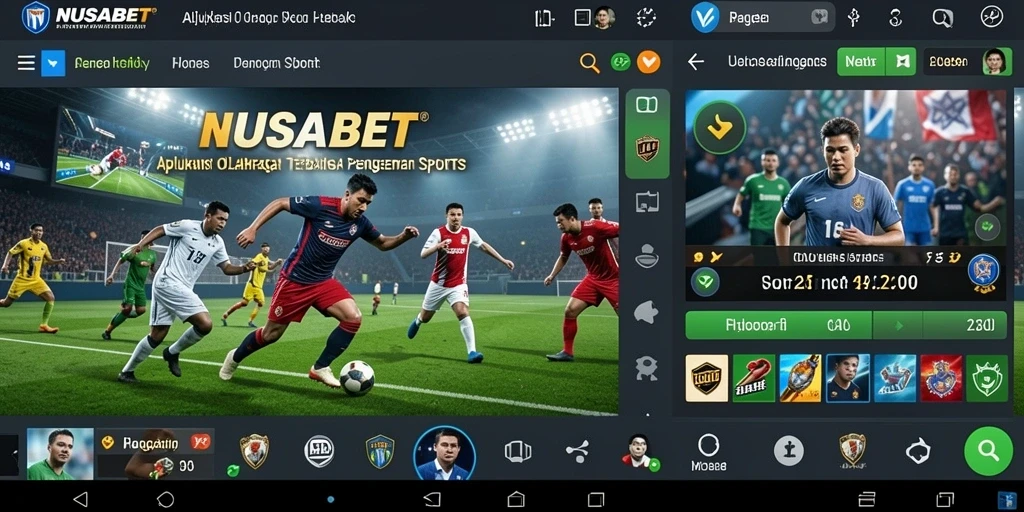 Screenshot NUSABET menampilkan antarmuka aplikasi olahraga yang menarik.